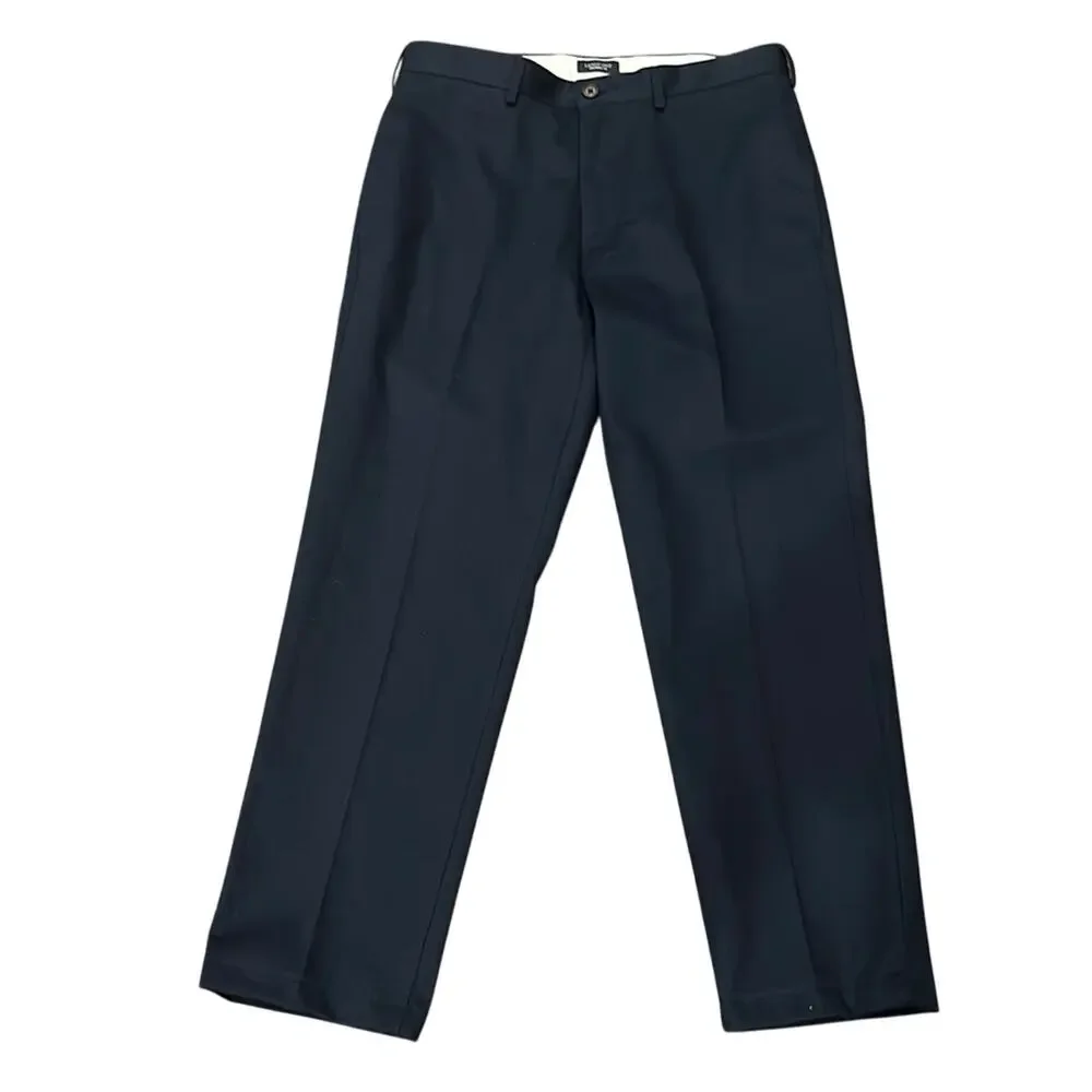 Lands' End Men's Tailored Fit Plain Front Pants Dark Navy Size 33